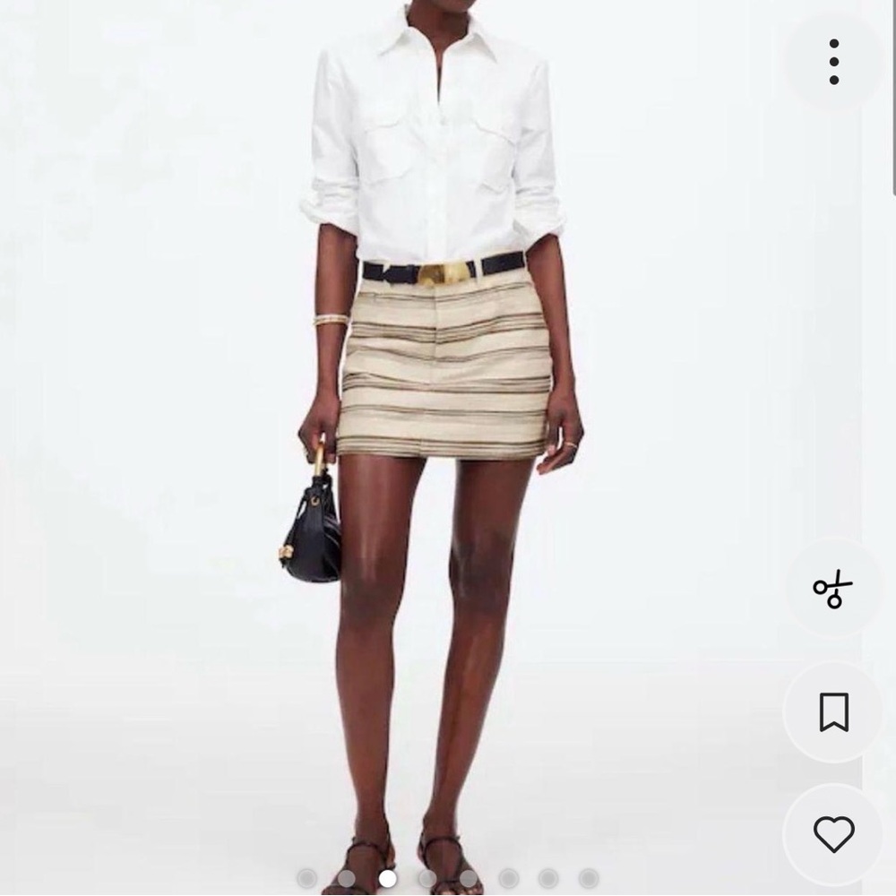 Madewell Cream and Black Striped Mini Tweed Skirt